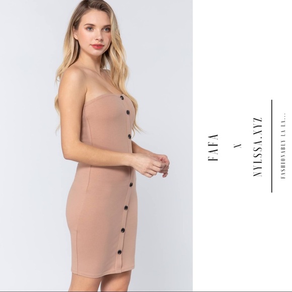 Button Down Tube Mini Dress - Picture 3 of 7